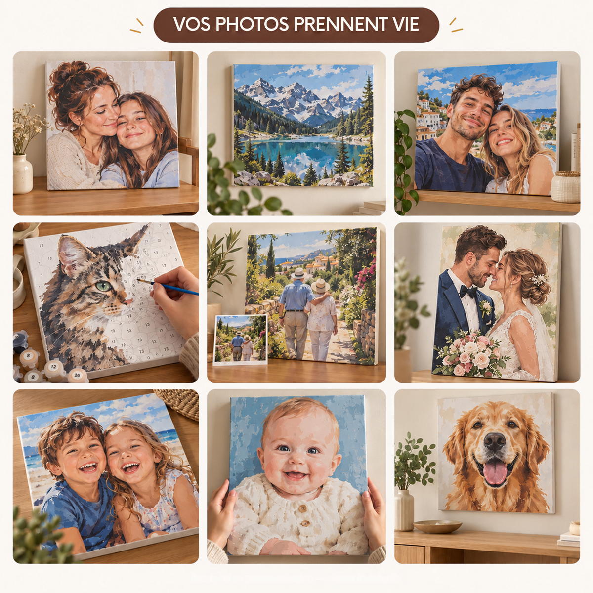 Transformez vos souvenirs en œuvres à créer  - Kit peinture par numéro personnalisé